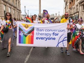 Mental Health Charity Mind displays a banner pleading for conversion therapy to be banned on 29 June 2024. Photo: Imageplotter/Alamy